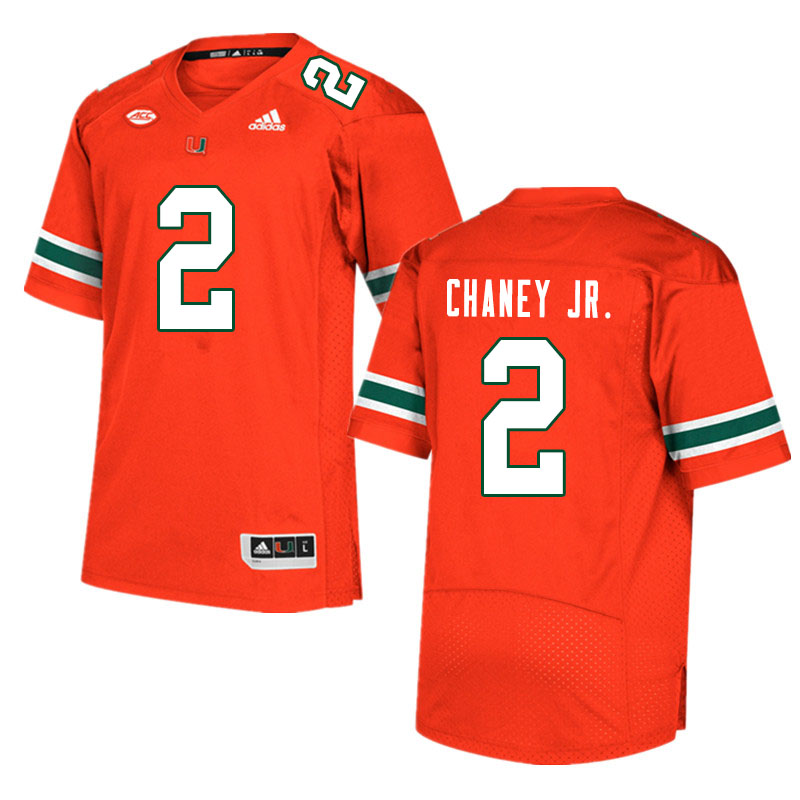 Men #2 Donald Chaney Jr. Miami Hurricanes College Football Jerseys Sale-Orange